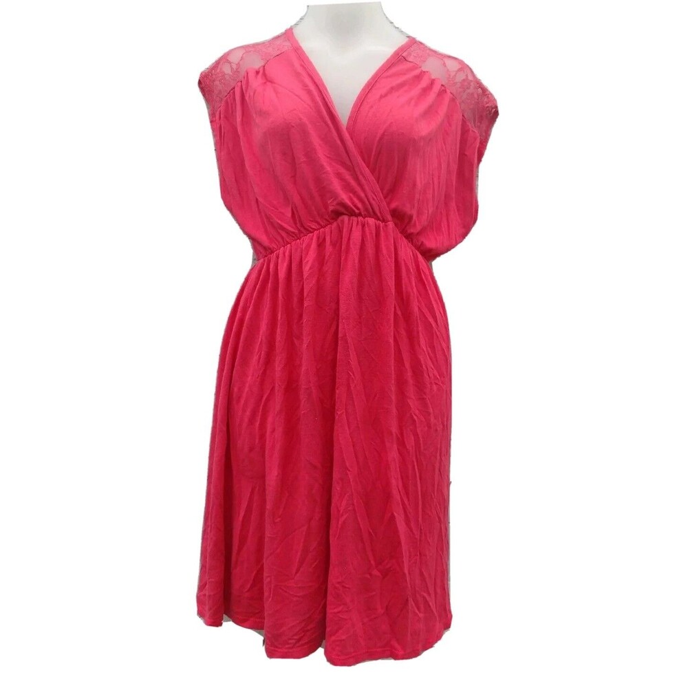 Pinc Maternity Top Coral Pink Lace Sleeveless Empire Waist VNeck Womens Sz Large